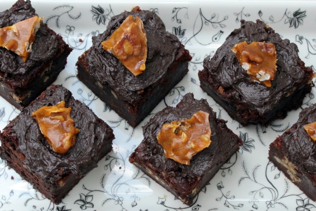 brownies, pecan brittle, bourbon