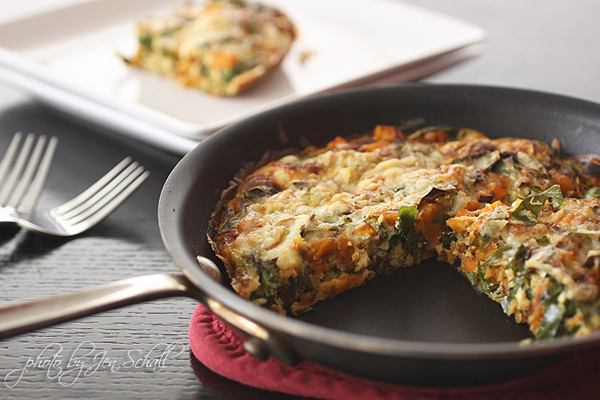 Sweet Potato and Collard Greens Frittata with Smoked Cheddar