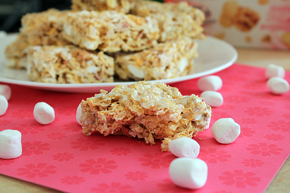 Raspberry Peach Marshmallow Squares
