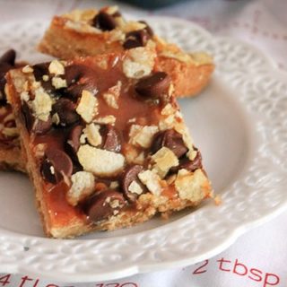 Potato Chip Shortbread Bars with Salted Caramel and Chocolate Chips