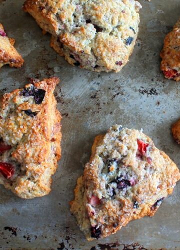 Mixed Berry Mascarpone Scones make a wonderful breakfast or tea-time snack. And they're super easy to whip up!