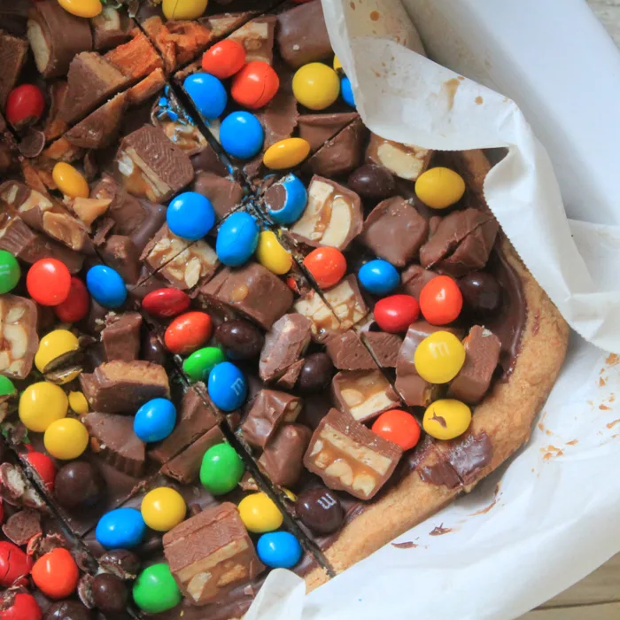 Leftover Halloween Candy Bars are totally appropriate for Thanksgiving dessert. If your stash of candy lasts that long!